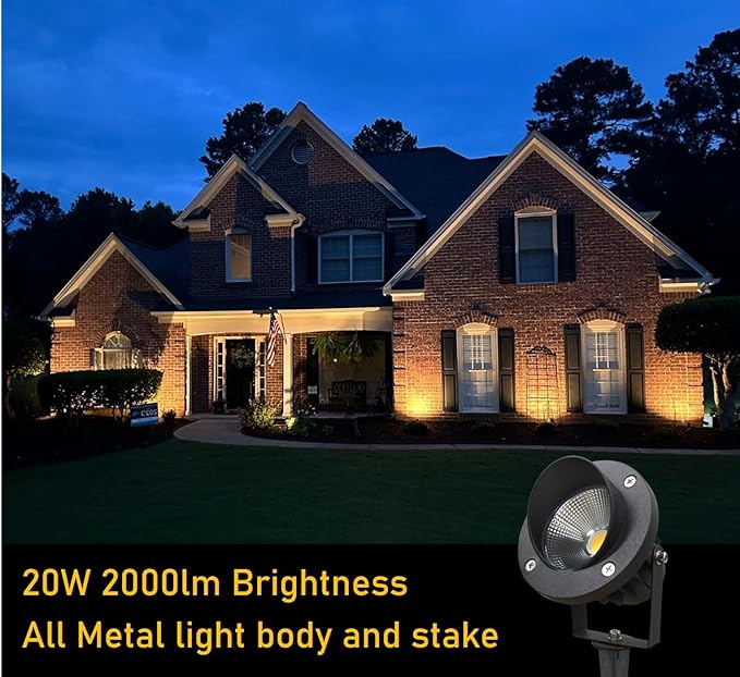 TOVEENEN LED 20W Outdoor Spotlight Flag Light 120V White Waterproof Landscape Spotlights Plug-in Christmas Spot Lights for Yard House Tree Decoration Lighting