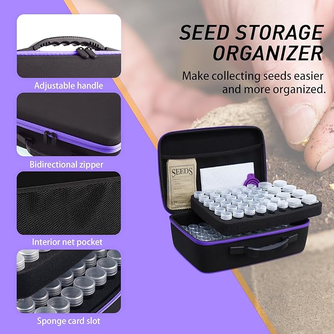 104 Slots Seed Storage Organizer Box with 20 Envelopes Garden Seed Containers 1 oz 5 oz with Labels Seed Packet for Plant FlowerVegetable Seeds