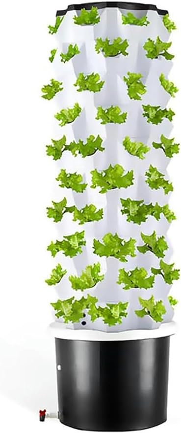 Tower Garden Hydroponics Growing System 6/8/10 Floor Vertical Hydroponics Tower with 100L Water Tank Aeroponics Growing Kit Smart Garden Planter Herbs Germination Kit Hydrating Pump Adapter 6layer