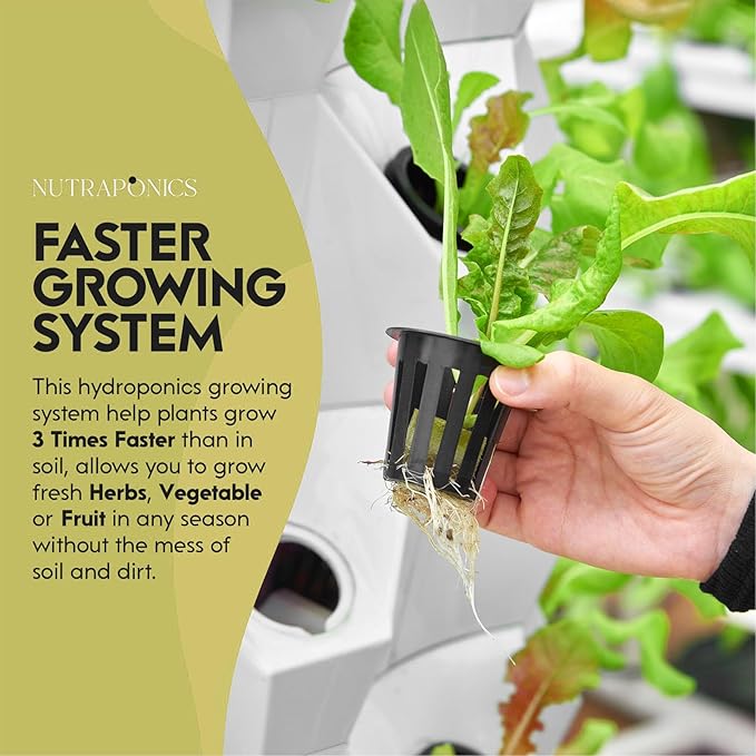 Hydroponics Tower 48/64/80/96 Pots Garden Hydroponic Growing Hydroponics Tower Aeroponics Growing Kit with Hydrating Pump Adapter Net Pots