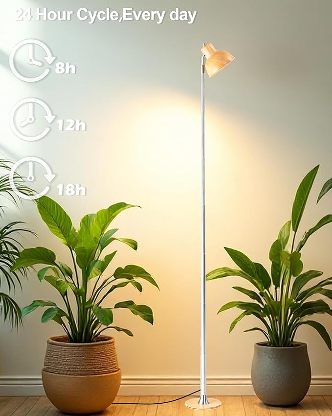 yadoker Plant Grow Light for Indoor Plant Aluminum Wood Grain LED Grow LightElevating Plant LampHeight AdjustableAutomatic Timer with 8/12/18Hours10-Level BrightnessIdeal for Large Plant Grow