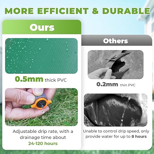 HIRALIY 20 Gallon Tree Watering Bag 2 Pack Slow Release 1-5 Days Deep Root &amp Automatic Drip Irrigation System for Multi-Trunk Newly Planted Small Trees and Shrubs