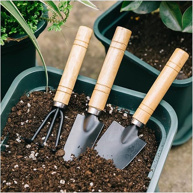 Garden Tools Gardening Tools 3pcs Mini Portable Gardening Tool Metal Head Shovel Rake Spade Plant Garden Tool Set Garden