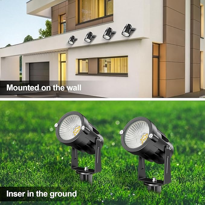15W Low Voltage Landscape Lights LEDVIE 12 Pack LED Landscape Lighting Outdoor 12V Warm White LED Landscape Light Waterproof Garden Pathway Lights Wall Tree Flag Spotlight with Spike Stand