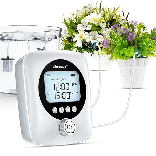 Automatic Plant Waterer for 30 Potted Plants - 98FT Dual Pumps Automatic Watering System Vacation Self Watering Drip Irrigation System &amp Plant Watering Device with Programmable Water Timer