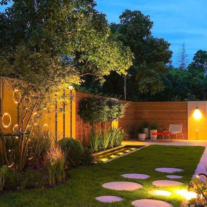 Yard Spot Lights Warm White Outdoor Spotlights 3000K 120V LED Landscape Lights Waterproof Uplights with Spiked Stand for Yard House Lawn Front Porch US 3 Plug (4 Lights)
