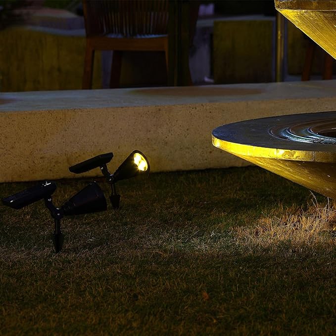 7led WarmSolar Color Changing Spot Lights Outdoor Waterproof 2 Pack Multicolor Landscape Spotlights 180° Solar Powered Lights Height Adjustable for Courtyards Balconies Gardens
