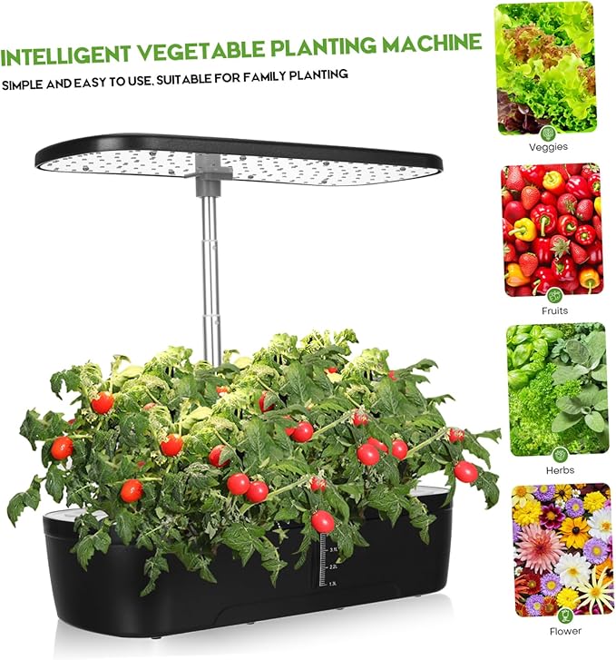 Mipcase 1set Indoor Hydroponics Growing System Kit with Led Grow Light Smart Vegetable Planter for Indoor Gardening Soil Planting Space-Saving Design
