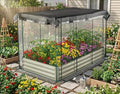 GarveeHome Galvanized Raised Garden Bed with Cover &amp Shade Cloth Kit 8x4ft Open Base Metal Planter Box for Vegetables Herbs Flowers - Outdoor Gardening Protection from Birds Animals