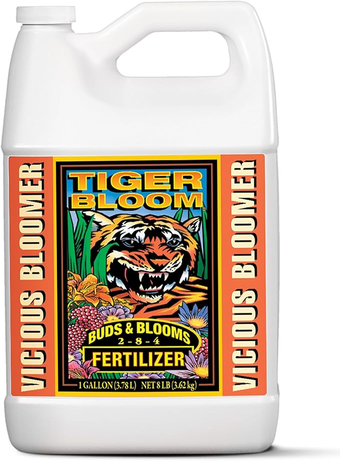FoxFarm Tiger Bloom Liquid Plant Food - Phosphorus Fertilizer for Buds Blooms &amp Flowering - Supports Soil &amp Hydroponic Systems - High Micronutrient Formula with 2-8-4 Nutrient Ratio - 1 Gallo