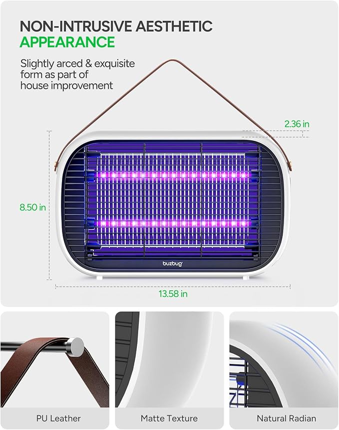 Buzbug LED Bug Zapper Indoor LED Bulbs Up to 50000 Hours Sustainable Less Power Durable High-Voltage Electric Mosquito Zapper Fly Trap Mosquito Trap Fly Killer -MA015B