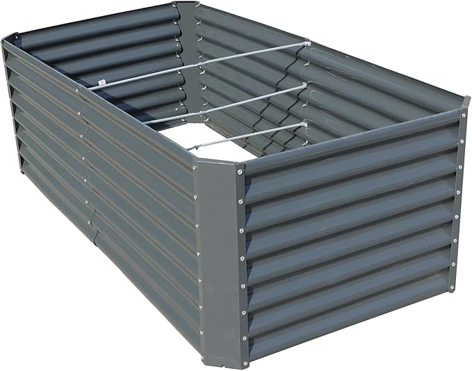 6x3x2FT Metal Raised Garden Beds Galvanized Raised Garden Bed Box Planter for Vegetables Flowers Herb Succulent Gray