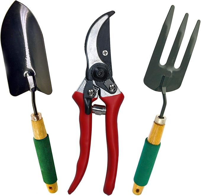 Gardening &amp Pruning Kit - Secateurs Trowel &amp Fork Set