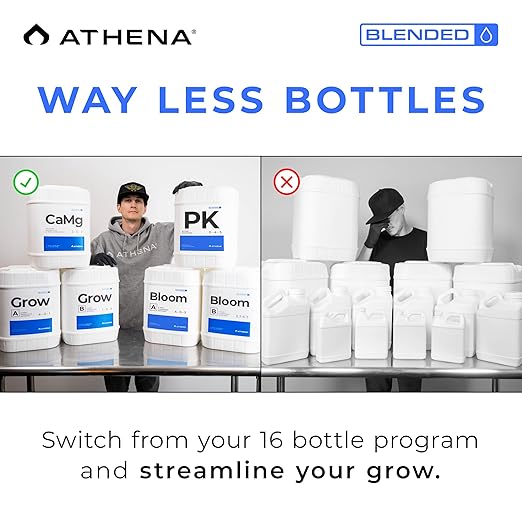 Athena Blended Bloom A&ampB | 2-Part Flowering Liquid Fertilizer for Hydroponics &amp Soil | Bloom Booster Plant Food | NPK A 4-0-5 | B 0.7-6-5 | 5 Gallon