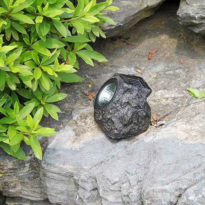 Solar Rock Light 2Pcs Small Solar Rock Lights Outdoor Solars Powered Rocks Light LED Garden Landscape Lights for Path Yard Patio Lawn Porch 4.7x5.9in