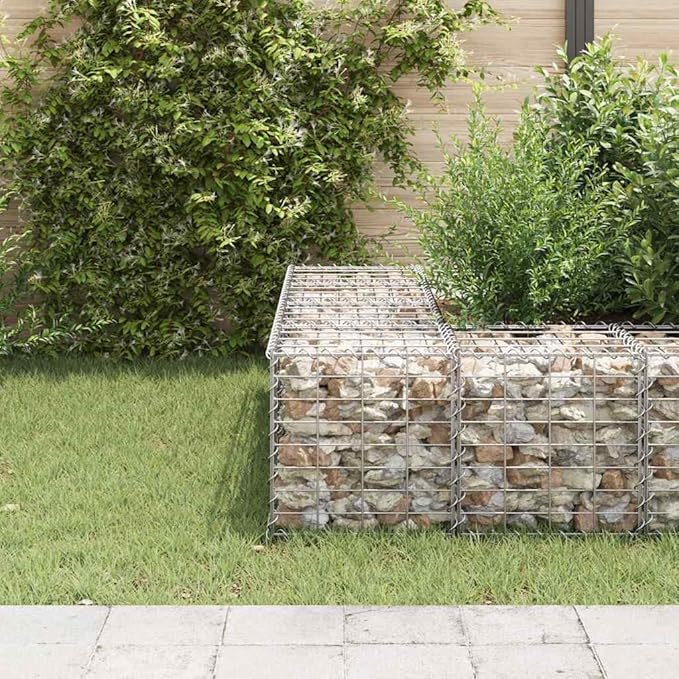 Gabion Raised Bed Silver Steel Wire Planter Box 15.7x15.7x15.7 Inch Durable Cubic Garden Bed for Outdoor Plants Weather-Resistant