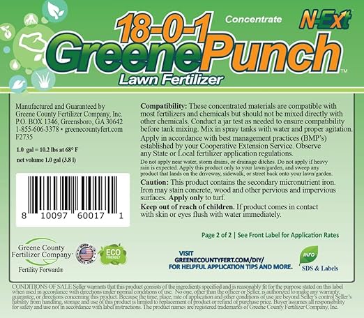 GreenePunch Liquid Lawn Fertilizer – One Single Quart with Hose-End Sprayer (Covers up to 2000 sq ft) with Sea Kelp &amp Humic Acid – Quick Green Up &amp Sustained Color for 4–6 Weeks
