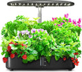 Hydroponic Growing System with Touchscreen LCD Display 12-Section Indoor Herb Gardening Kit with Full Spectrum Plant Grow Lights Flexible Timer Pump and Adjustable Shade (Black)