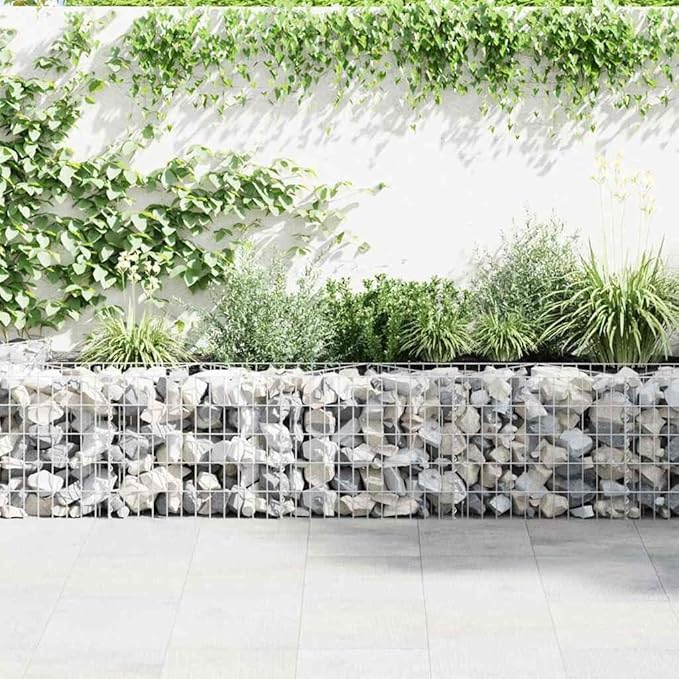 Galvanized Steel Gabion Basket for Garden Gabion Raised Bed Galvanized Rock Stone Walls Mesh Cage 118.1x11.8x19.7-954