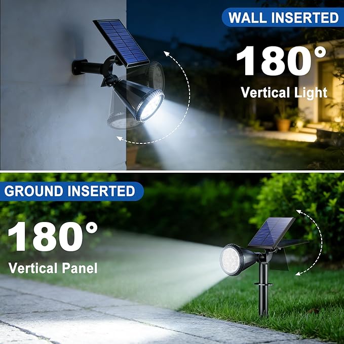 WELALO Solar Spot Lights Outdoor Waterproof IP65 10 Pack 4 Lighting Modes Solar Powered Landscape Spotlights with Auto On/Off Solar Garden Christmas Yard Pathway Wall Lights for Outside Cool White