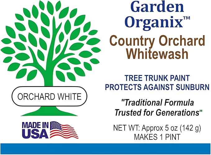 Country Orchard Whitewash Sun Shield Tree Paint Sunburn Protection for Fruit Trees &amp Saplings Improved Water-Resistant Formula White Color 1 Pint