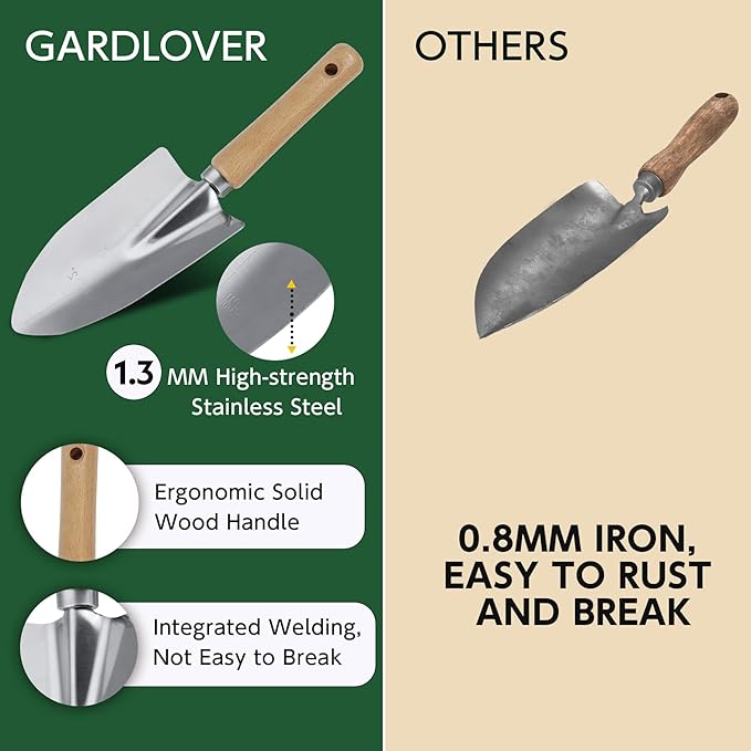 Gardening Tool Set 10 Pieces Heavy Duty Stainless Steel Garden Tool Set Hand Tools with Roomy Lightweight Floral Tote Bag Rust-Proof Garden Tools for Gardening Ideal Gardening Gifts for Women Mom