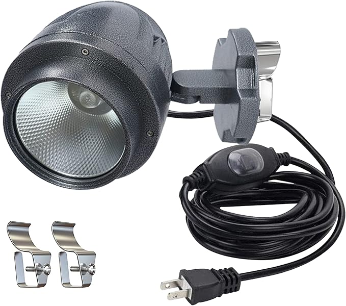 Kiven 10W Black Plug in LED Indoor/Outdoor Waterproof Spotlight Aluminum Porch Light with 9.84 FT Plug-in Cord Plug in Accent Light with Vinly Siding Hooks for Plants Porch Garden(Cool White)