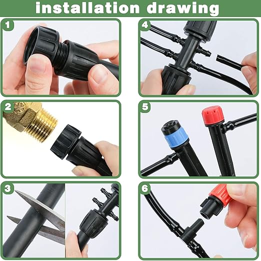 200FT+40FT Drip Irrigation System Garden Watering System with 8/11mm Main Tubing 4/7mm Distribution Irrigation Tubing and Accessories Irrigation System for Garden Greenhouse Yard Lawn Plant