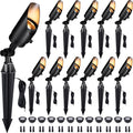 Low Voltage Brass Landscape Spotlights - Waterproof 12V LED Uplights for Garden Yard Tree House - 5W 2700K Warm White MR16 Bulb Outdoor Lighting (Black 06)