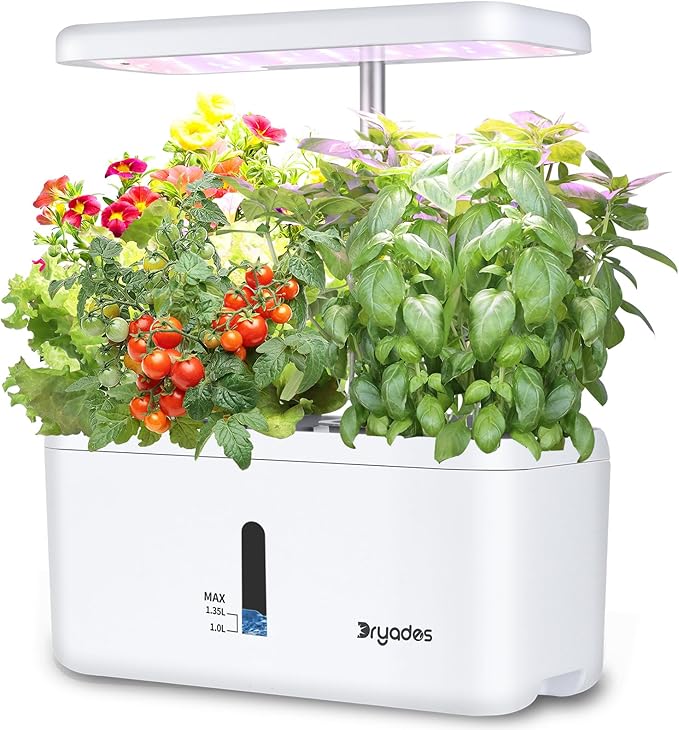 Indoor Garden System 19 Watt LED Growing Light Upgrade 2 Self-Watering Soil-Cultivated Growing Pots Gardening Gifts for Mom Plant Pot for Vegetables Herbs Tomato(No Seeds&ampSoil)