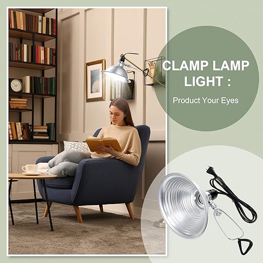 Macarrie 8 Pack Clamp Lamp Light with Aluminum Reflector 6ft SPT-2 18awg Cord and Adjustable Stand Fixture up to 150 Watt E26 Socket No Bulb(8.5 Inch)