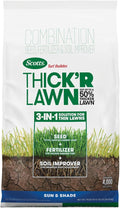 Scotts Turf Builder Thick'R Lawn Sun and Shade Combination Seed Fertilizer and Soil Improver Thickens Thin Grass 40 lbs.