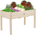 Elevated Raised Garden Bed 48.7”L x 23.1”W x 30.7”H Wooden Planter Box with Legs 210LBS Capacity Non-Woven Liner &amp 6 Drainage Holes for Backyard Patio Balcony Vegetables Flowers Herbs
