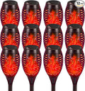Solar Flashlight Light with Flickering Flame Multi-Piece Outdoor Solar Lights Outdoor Waterproof Solar Garden Lights for Decorative Paths Patio and Deck Outdoor Lighting（Red (12)