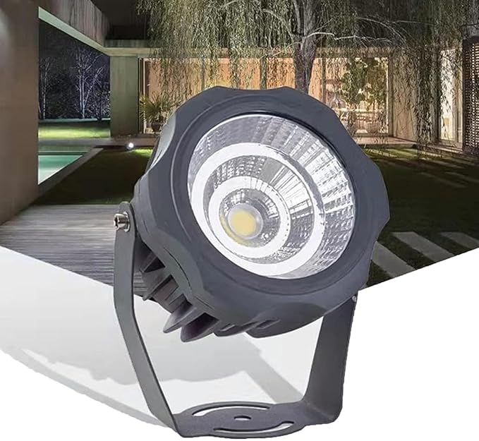 LED Beam Spotlight Outdoor COB Round Tree Lights Long Range LED Floodlights IP65 Waterproof Adjustable Angle Landscape Lamp for Wall Advertising Building Lawn(Warm White10W(AC110-220V))