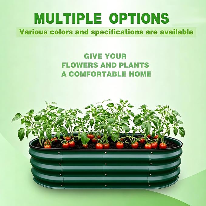 GrowHaus 2 Pack 4x2x1FT Galvanized Raised Garden Bed Planter Boxes Outdoor Metal Garden Beds for Planting Vegetables Flowers Herbs Dark Green