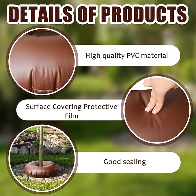 Tessco for you 8 Pack 15 Gallon Tree Watering BagsSlow Release Tree Watering Ring35.4 Inch PVC Drip Irrigation Water PouchRound Automatic Drip System for Planting Gardening and Shrubs(Brown)