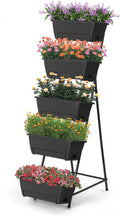 5 Tier Vertical Raised Garden Bed Planter Box Vertical Raised Bed with Drainage Holes for Indoor Outdoor Herbs Flowers Vegetables Plants Grey