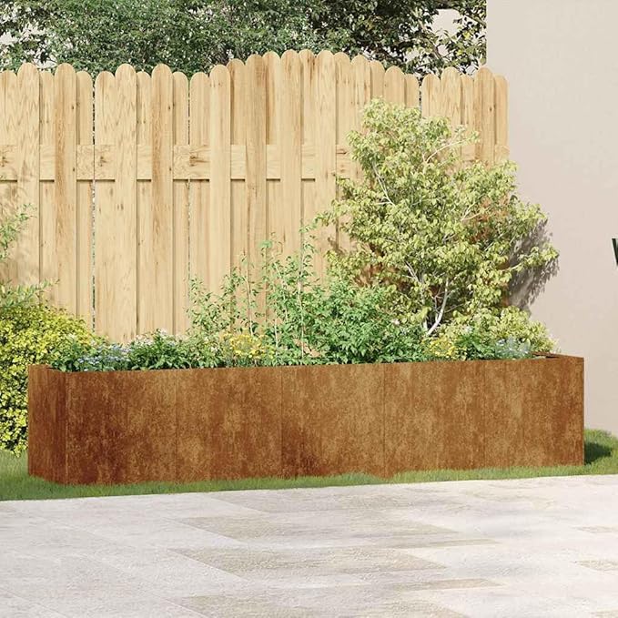 Large Rectangular Corten Planter Box 78.7 Weathering Steel Raised Garden Bed for Balcony Patio Outdoor Herbs and Tomatoes