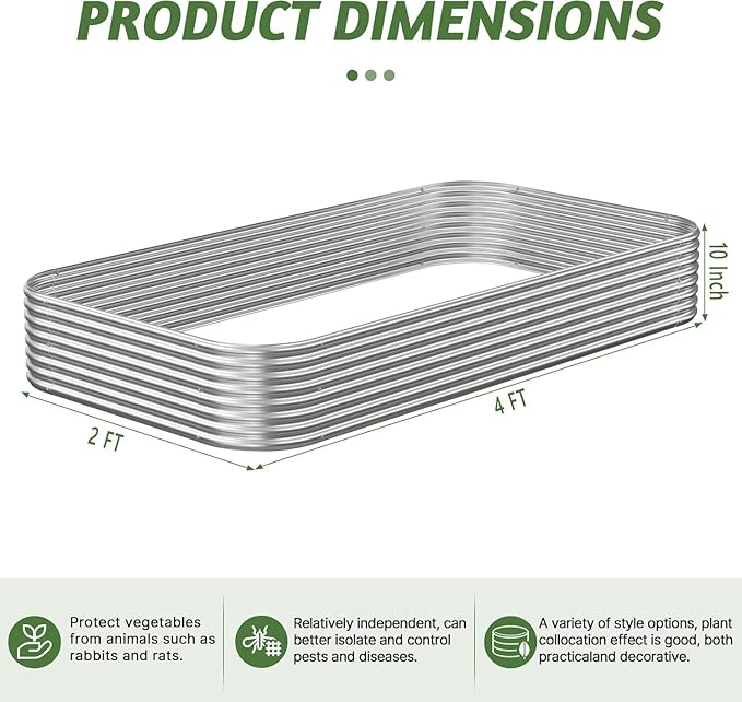 3 Pack Raised Beds for Gardening Corrugated Galvanized Steel Raised Garden Bed Outdoor Metal Above Ground Garden Bed for Vegetables and Flowers-4x2FT