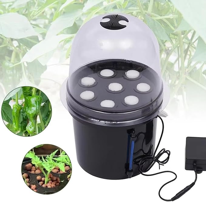 Hydroponic Seedling System Kit 8-Hole 5L Sprayer Seedling Box with Dome Lid Indoor and Outdoor Hydroponics Equipment for Garden Vegetables