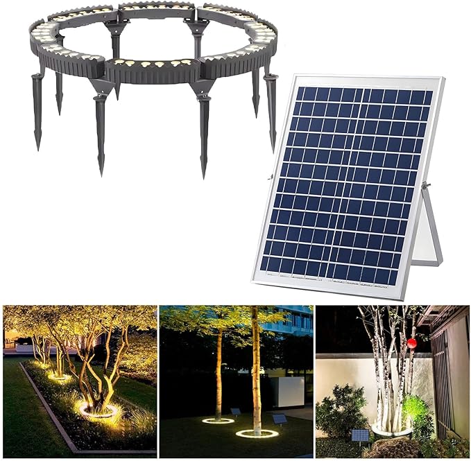 Garden Solar Lights LED Solar Landscape Spotlights for Big Tree Outdoor Ring Tree Light Made to Last(White LightPack of 8)