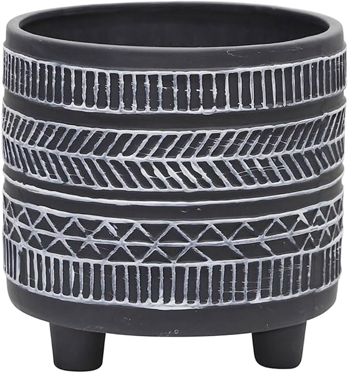 S2 Tribal Look Footed Planter 68 Black