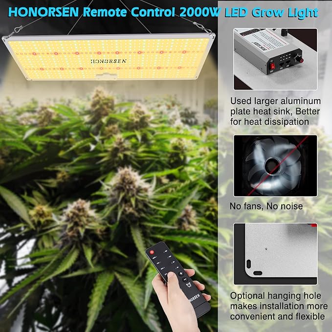 2000W LED Grow Light Full Spectrum 3x4ft Coverage Remote Control Dimmable Grow Lamps with Timer Plant Light for Hydroponic Indoor Plants Veg and Flower (638Pcs LEDs)