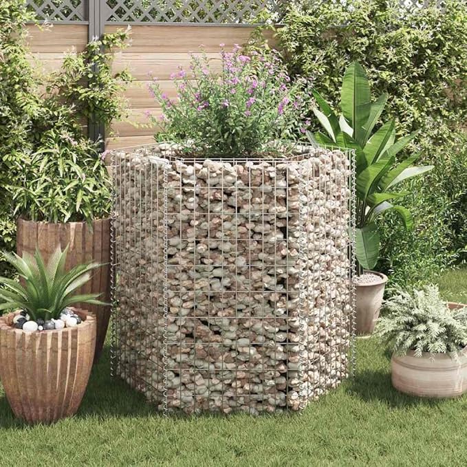 Gabion Raised Bed Silver Galvanized Steel 39.4x35.4x39.4 inch Hexagonal Planter for Outdoor Plants Durable Garden Bed Solution