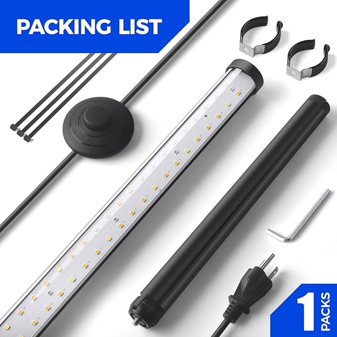 Barrina Grow Lights for Indoor Plants with Stand 42W 169 LEDs Full Spectrum Wide Illumination Area T10 Vertical Standing Plant Grow Light 4FT Height with On/Off Switch and Tripod Floor Stand