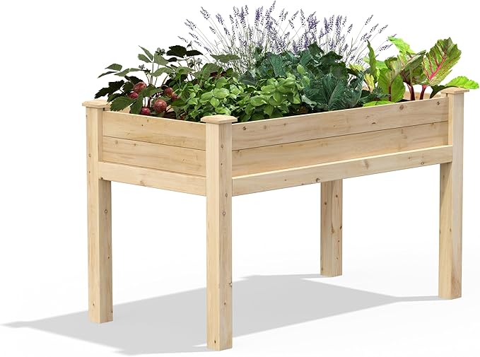 Greenes Fence Original Cedar Elevated Garden Bed 24 W x 48 L x 31 H - Made in USA with North American Cedar