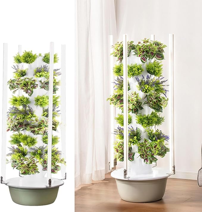 Hydroponics Growing System Tower Hydroponics Tower Garden Growing System for Home Garden Vertical Planter with LED Light Tower Hydroponics System for Herbs and Vegetables 5Layer