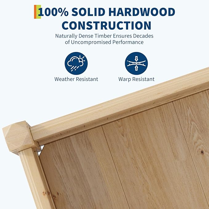 Large Wooden Raised Garden Bed 43.5 l x 16 w x 14 h Outdoor Rectangular Planter Box for Vegetables Flowers Herbs Yard Patio Backyard &amp Greenhouse Elevated Horticulture Wood Garden Plante
