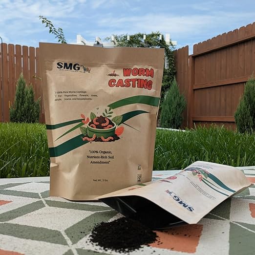 SMG Organic Worm Castings 3 lbs – 100% Pure Earthworm Compost Nutrient-Rich Organic Soil Amendment for Indoor Plants Vegetables Flowers &amp Garden Use